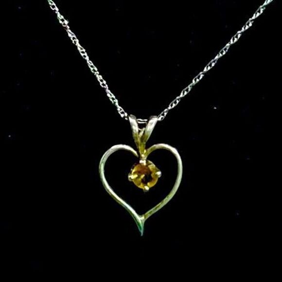 ARL Stunning Citrine & Sterling 925 Silver Heart Necklace - Picture 1 of 11